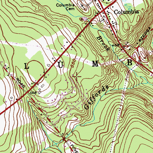 Topographic Map of Town of Columbia, CT