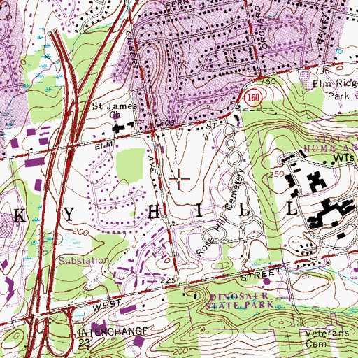 Topographic Map of Town of Rocky Hill, CT