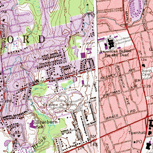 Topographic Map of Town of West Hartford, CT