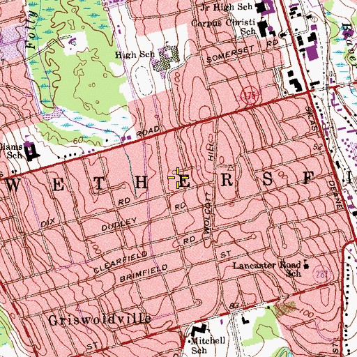 Topographic Map of Town of Wethersfield, CT