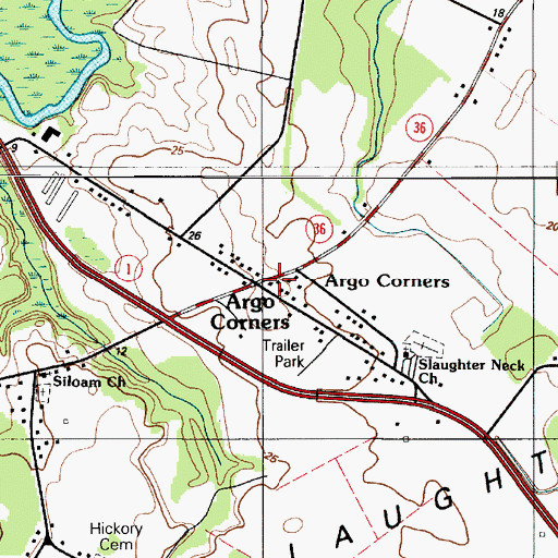 Topographic Map of Argo Corners, DE
