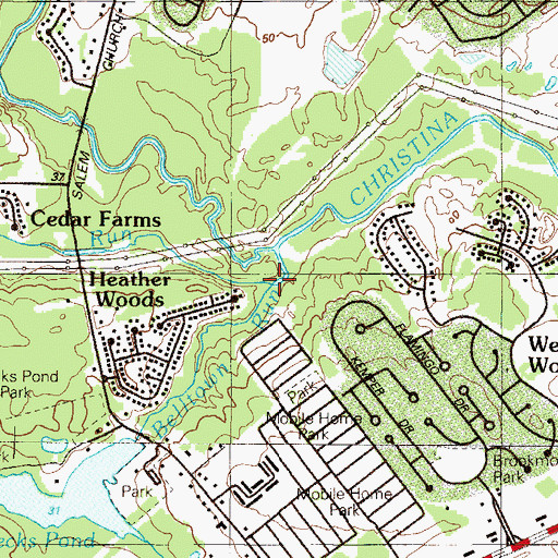Topographic Map of Belltown Run, DE