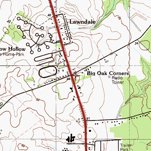 Topographic Map of Big Oak Corners, DE