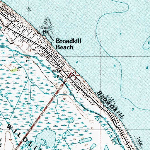 Topographic Map of Broadkill Beach, DE