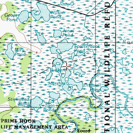 Topographic Map of Broken Marshes, DE