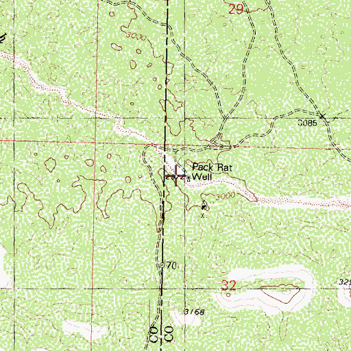 Topographic Map of Pack Rat Well, AZ
