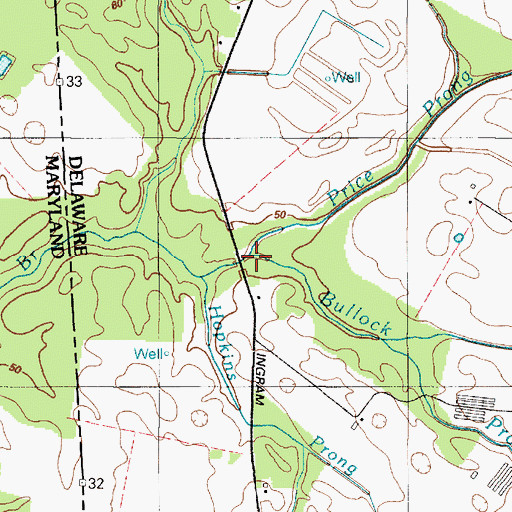 Topographic Map of Bullock Prong, DE