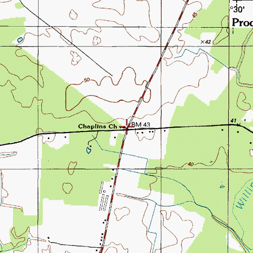 Topographic Map of Chaplins Chapel, DE