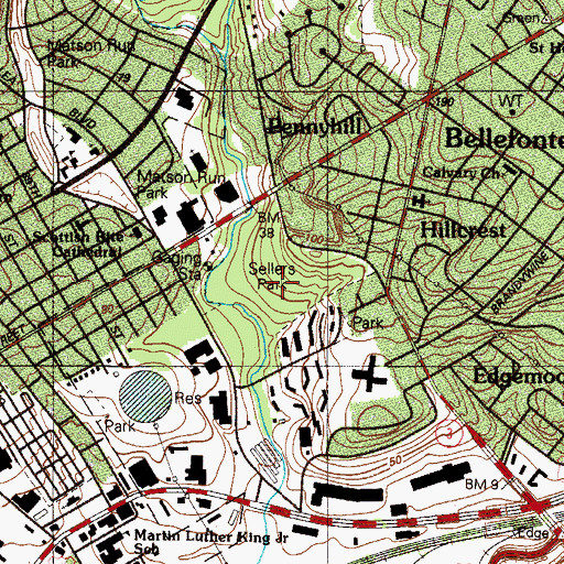 Topographic Map of Clifton Park, DE