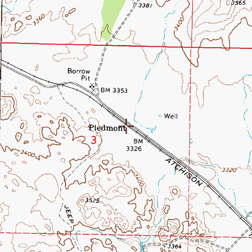 Topographic Map of Piedmont Railroad Station, AZ