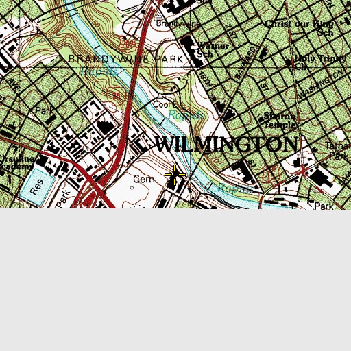 Topographic Map of Wilmington Hospital, DE