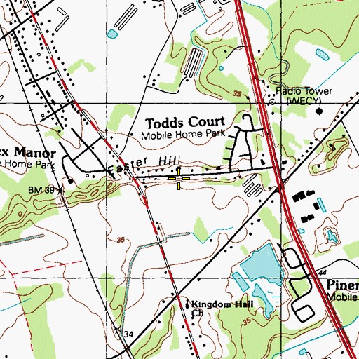 Topographic Map of Easter Hill, DE