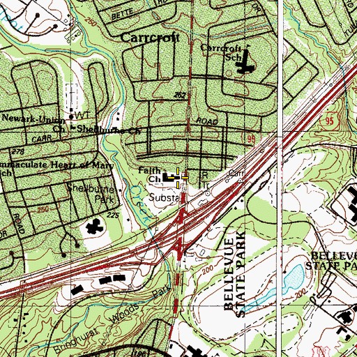 Topographic Map of Faith Presbyterian Church, DE