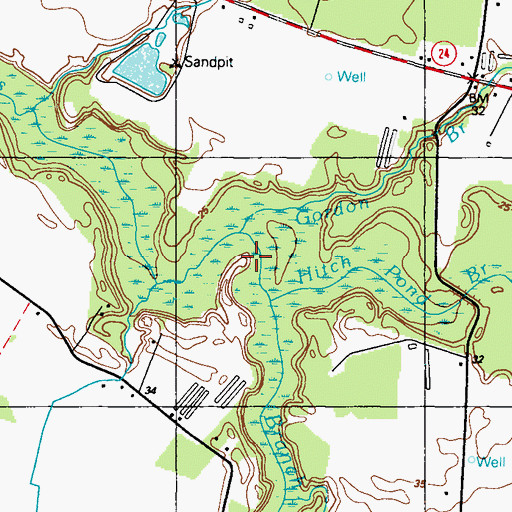 Topographic Map of Gordon Branch, DE