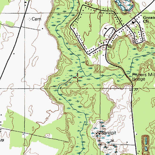 Topographic Map of Gravelly Branch, DE