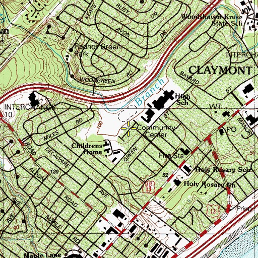 Topographic Map of Green Saint School, DE