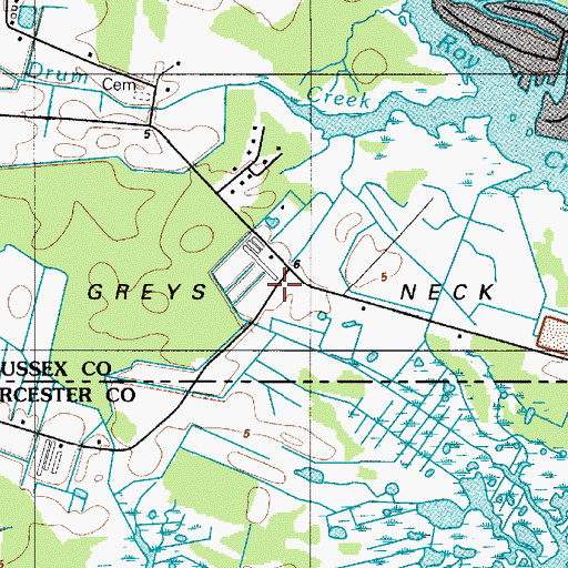 Topographic Map of Greys Neck, DE
