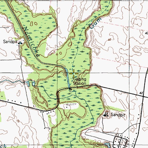 Topographic Map of Gum Branch, DE