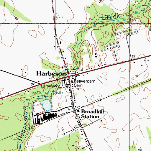 Topographic Map of Harbeson, DE