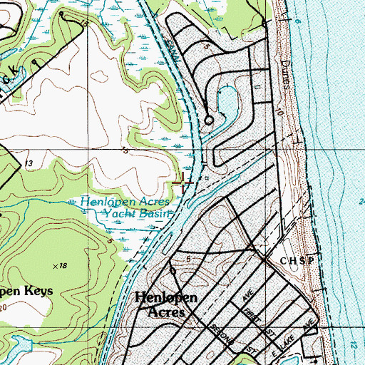 Topographic Map of Henlopen Acres, DE