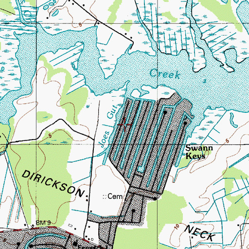 Topographic Map of Joes Gut, DE