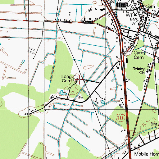 Topographic Map of Long Cemetery, DE