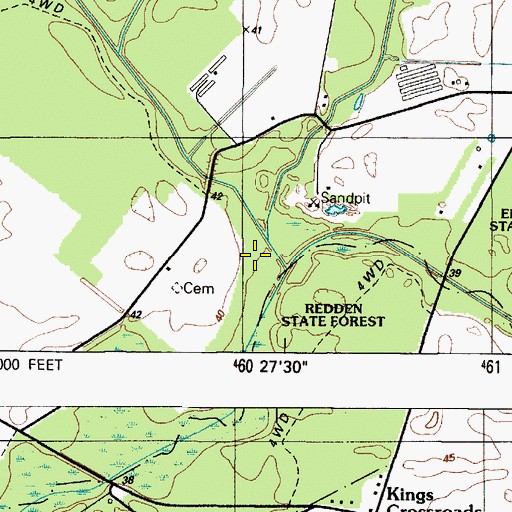 Topographic Map of Maple Branch, DE