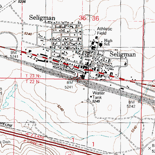 Topographic Map of Seligman Railroad Station, AZ