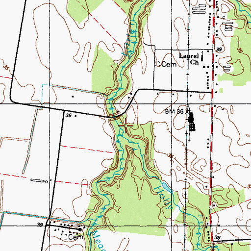 Topographic Map of Meadow Branch, DE