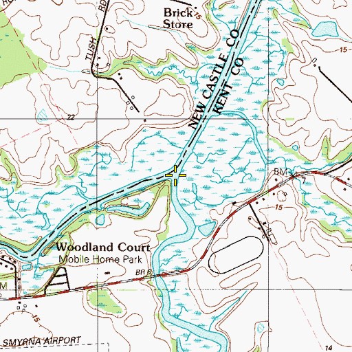 Topographic Map of Mill Creek, DE