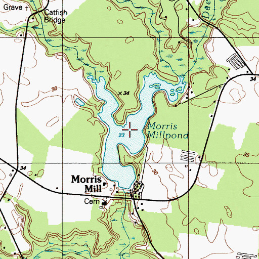 Topographic Map of Morris Millpond, DE