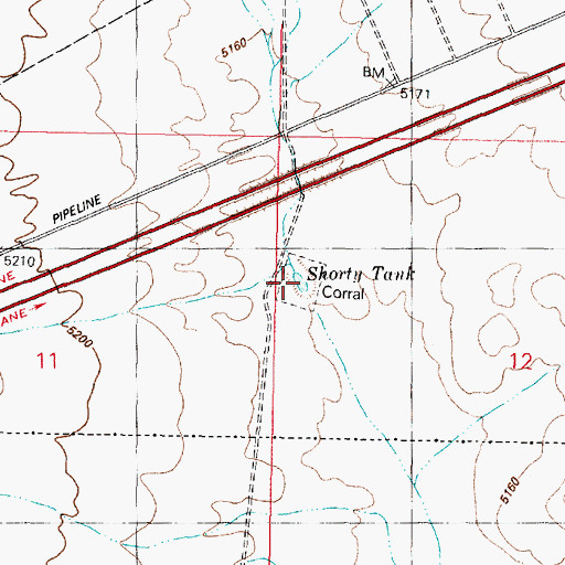 Topographic Map of Shorty Tank, AZ