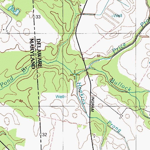 Topographic Map of Price Prong, DE