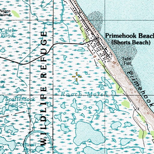Topographic Map of Roach Marsh, DE