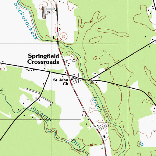 Topographic Map of Saint Johns United Methodist Church, DE