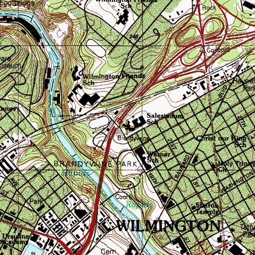 Topographic Map of Salesianum School, DE