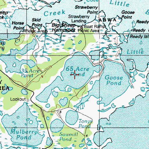 Topographic Map of Sixty Five Acre Pond, DE