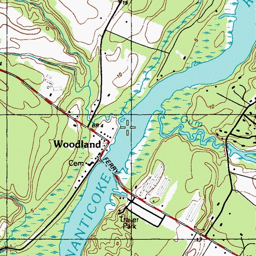 Topographic Map of Turtle Branch, DE