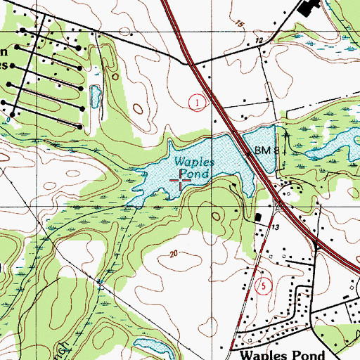Topographic Map of Waples Pond, DE