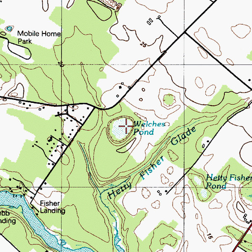 Topographic Map of Welches Pond, DE