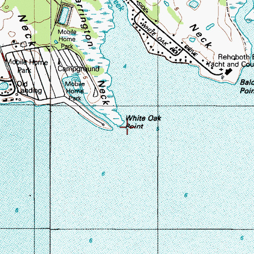 Topographic Map of White Oak Point, DE