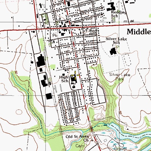 Topographic Map of Middletown High School, DE