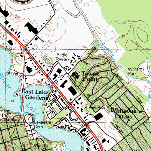 Topographic Map of Towne Point Elementary School, DE