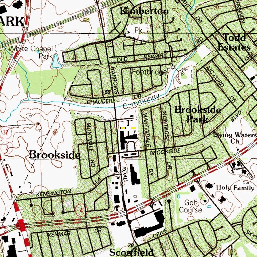 Topographic Map of Brookside Elementary School, DE