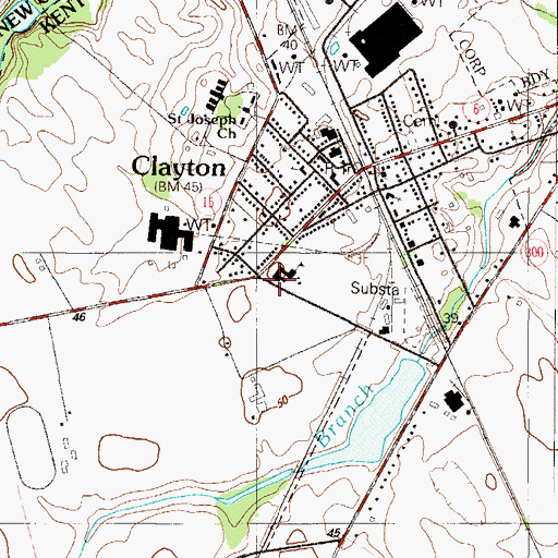 Topographic Map of Clayton Elementary School, DE