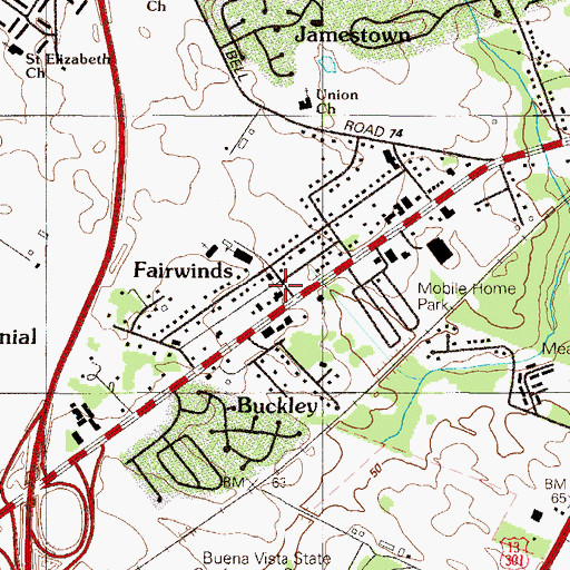 Topographic Map of Fairwinds Baptist Church School, DE
