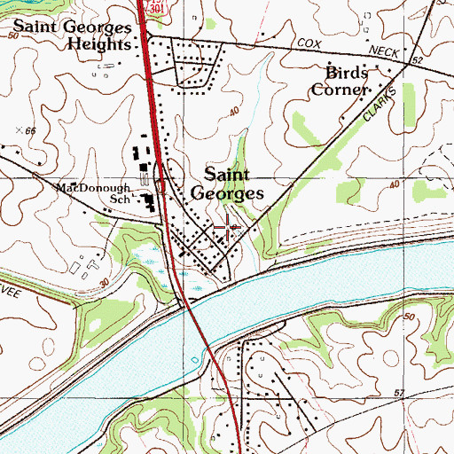 Topographic Map of Saint Georges United Methodist Church, DE