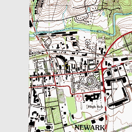 Topographic Map of Newark Shopping Center, DE