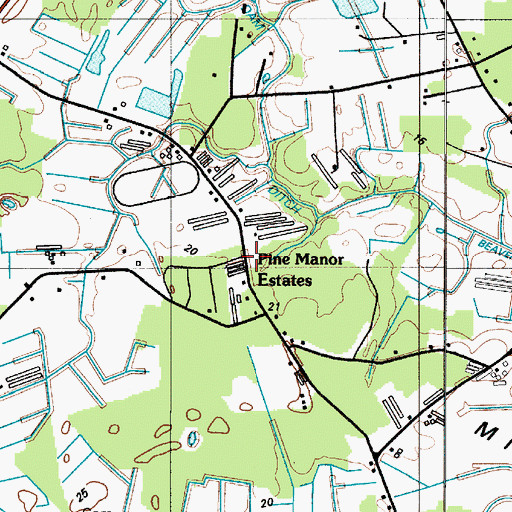 Topographic Map of Pine Manor Estates, DE