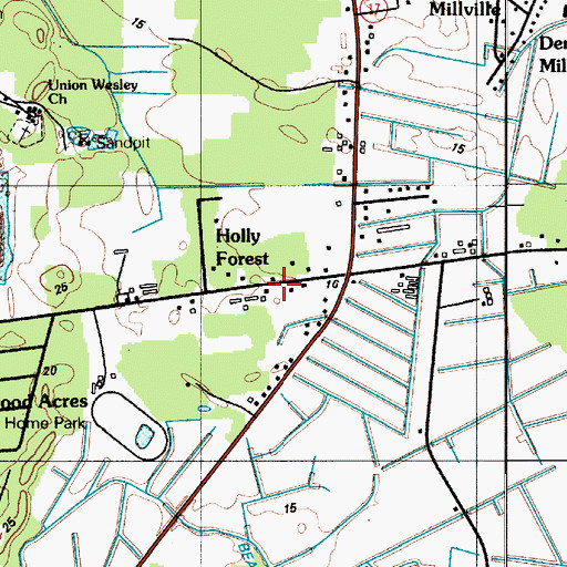 Topographic Map of Holly Forest, DE